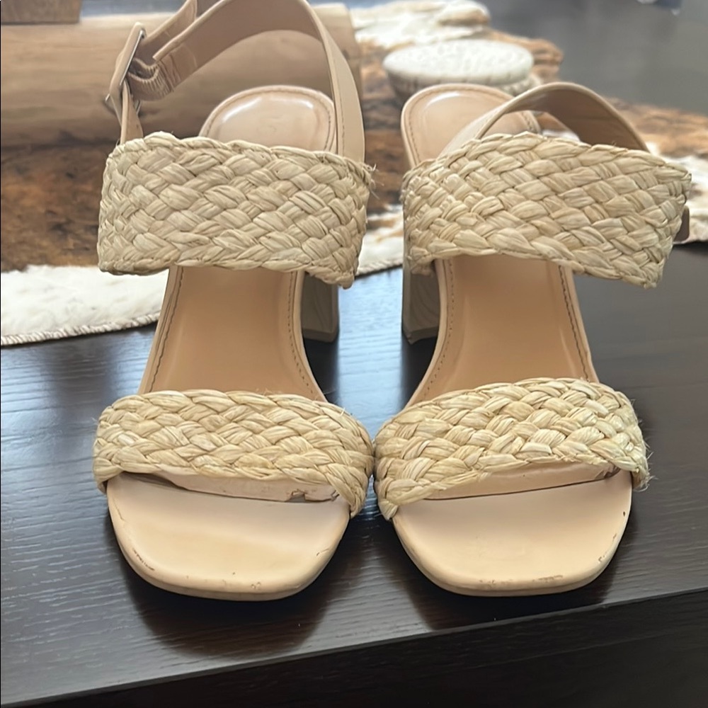 Cream Espadrilles with Woven Straps and Moderate Heel